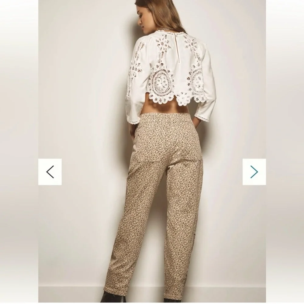 Pilcro Beige Leopard Print Straight Leg Pants - Picture 4 of 13